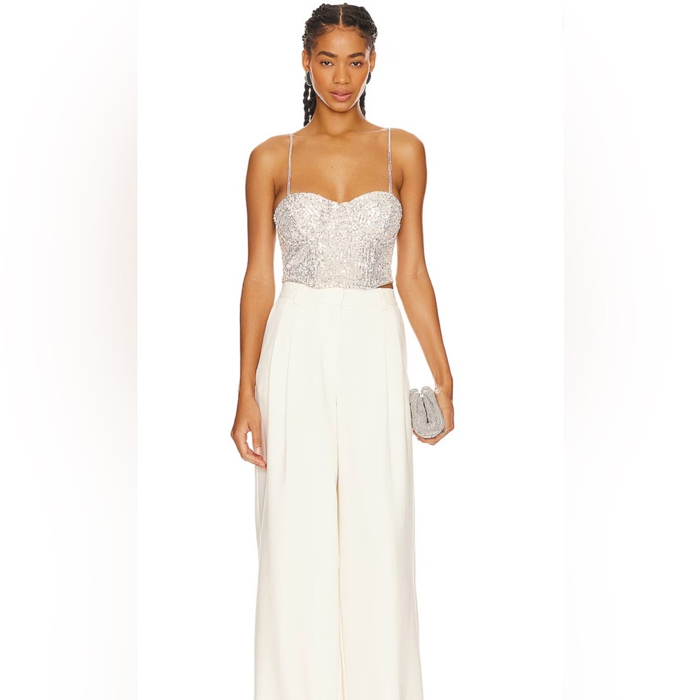 For Love And Lemons Revolve Silver Sequin Top